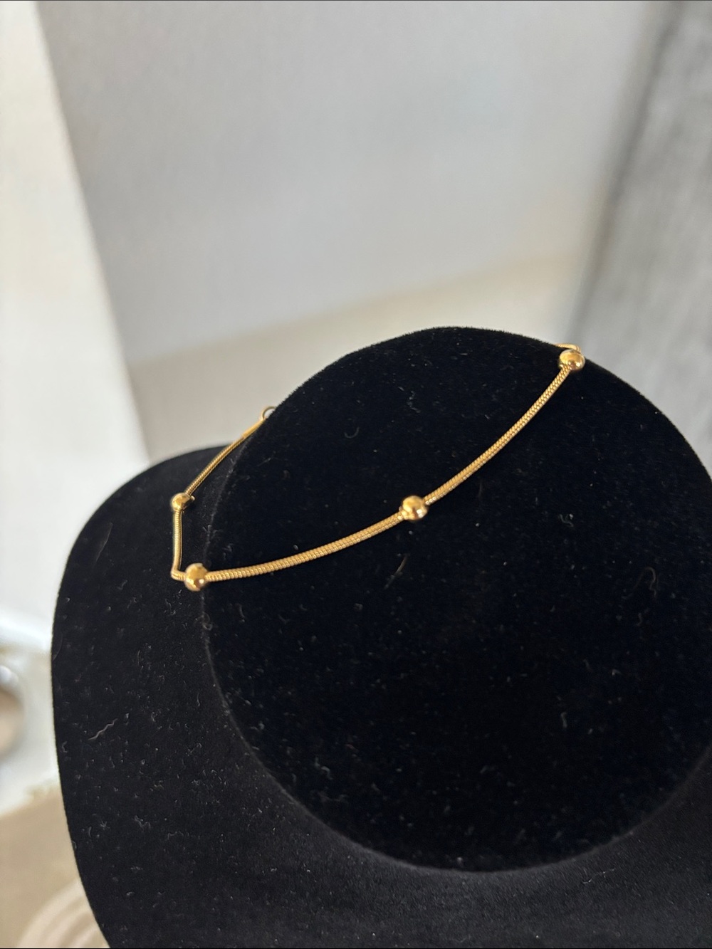 Gold Beaded Station Chain Bracelet - Unbranded